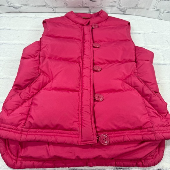 J.Crew Down Puffer Vest Womens Medium Pink Quilted Zip Button Preppy - Picture 12 of 15